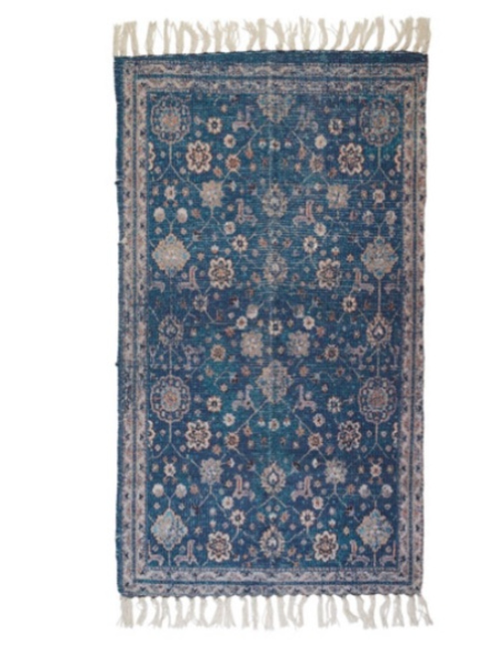 NWT Jessica Simpson 26x45 cedarlyn Fringe Machine washable Accent Rug - Blue